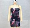 2024 Summer Women's Strapless Printed Waist-Cinching Pleated Dress
