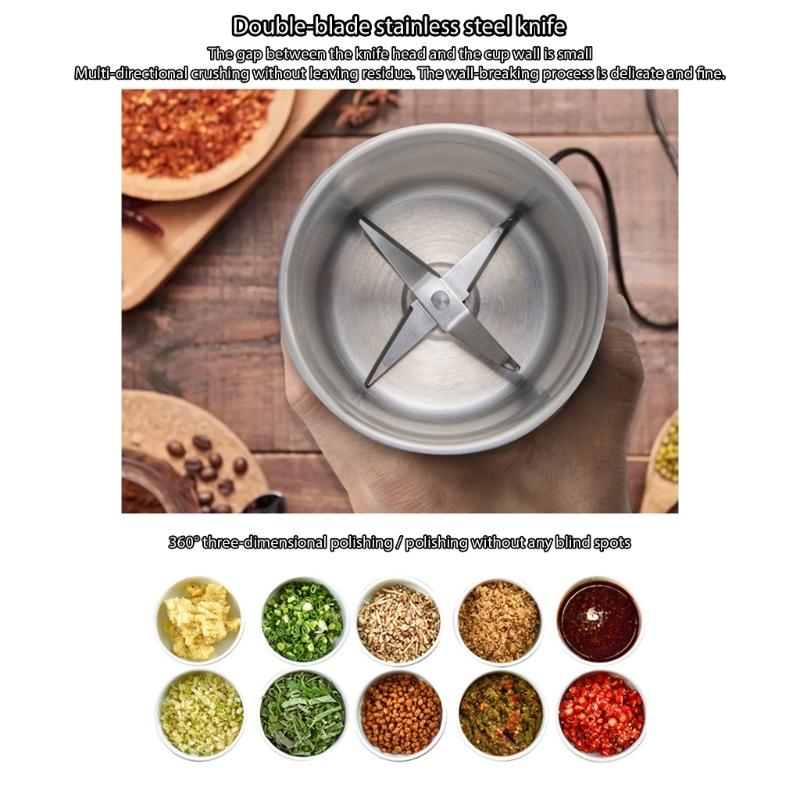 220V Electric Coffee Flavor Grinder Chamber Heavy Type Motor Plastic Rustless Steel Design Overheat Protection