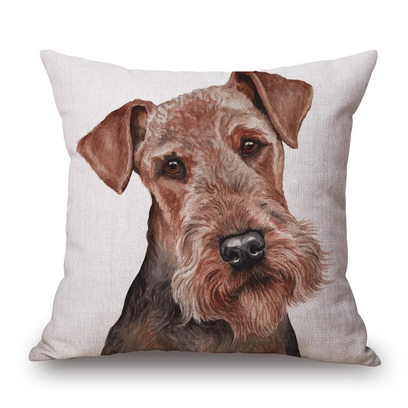 Hand Painting Dog Posters Cushion Cover Greyhound Bull Terrier Labrador Animals Portrait Pillowcase Decorative Pillows For Sofa
