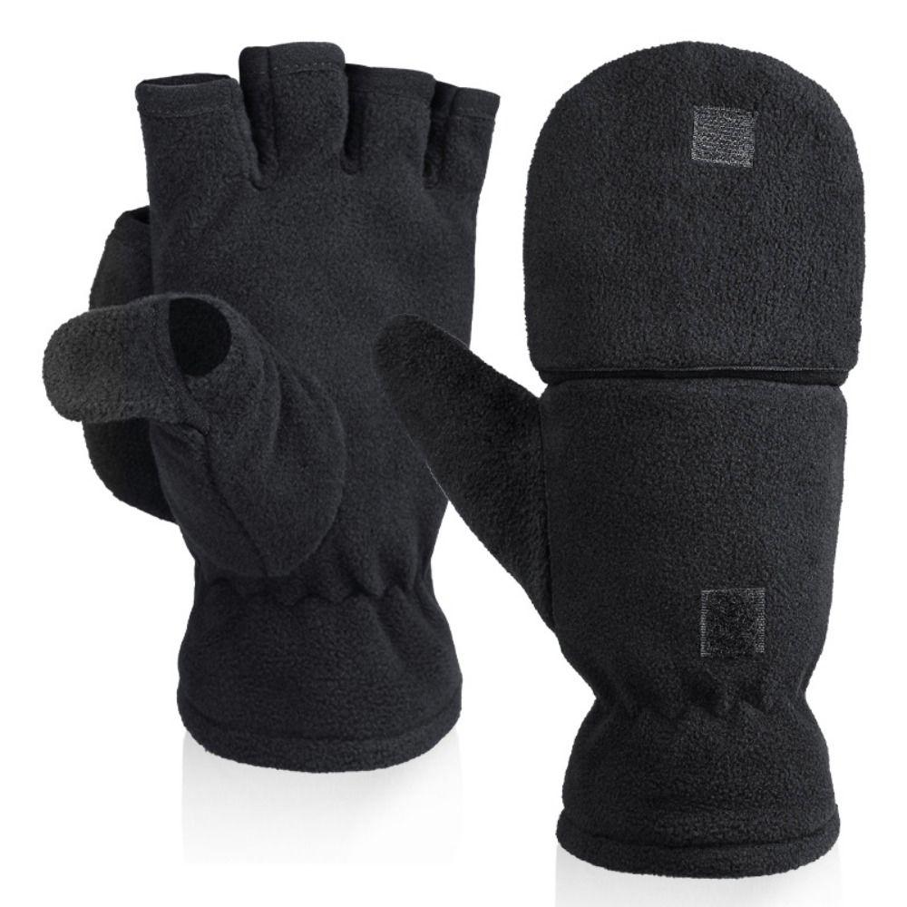 Keep Warm Winter Gloves Windproof Half Finger Flip Gloves Fingerless Convertible Mittens  Women