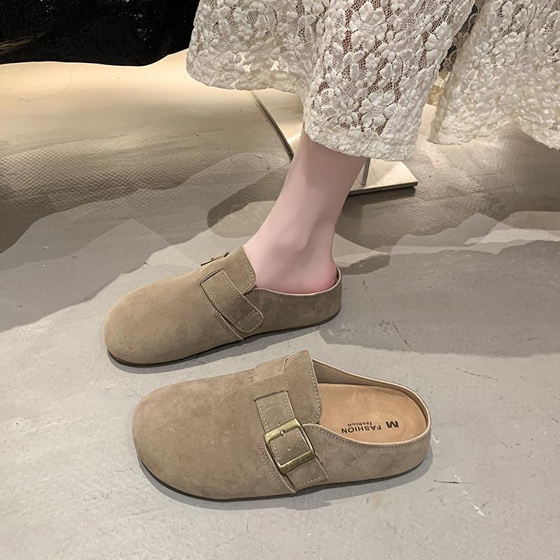 Thick-soled half-slippers, women's new autumn baotou slippers, the inner height increases by one pedal