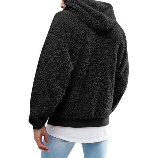 Solid Color Fashion Casual Men Drawstring Hooded Long Sleeve Pullover Hoodie