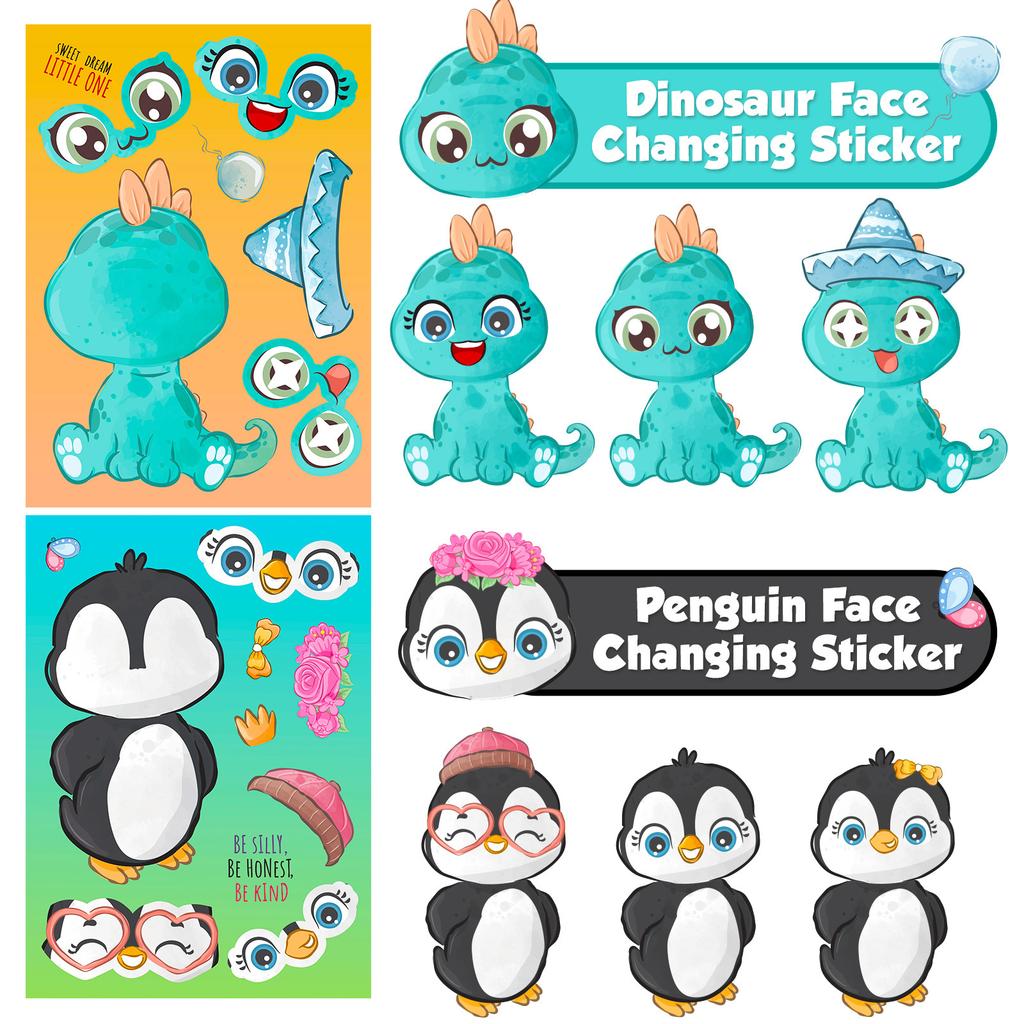 6 Sheets/Pack Small Animal Puzzle Stickers Cartoon Stickers Children'S Creative Animal Puzzle Diy Stickers
