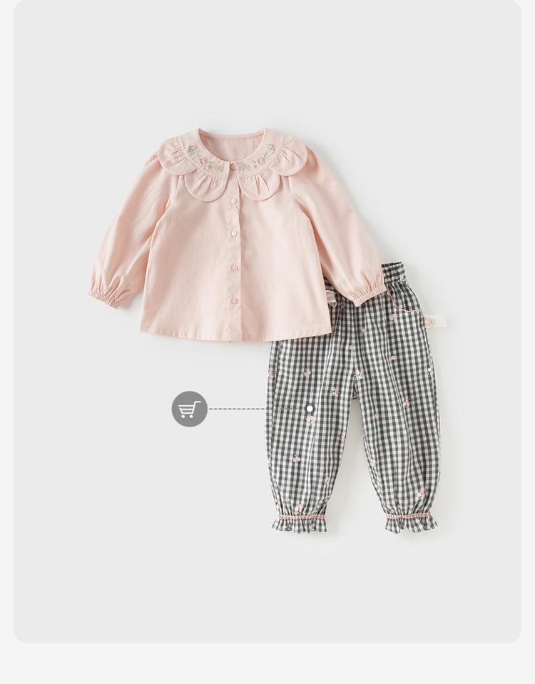 David Bella Girls' Pure Cotton Shirt Autumn Clothes Baby Shirt Children's Stylish Top