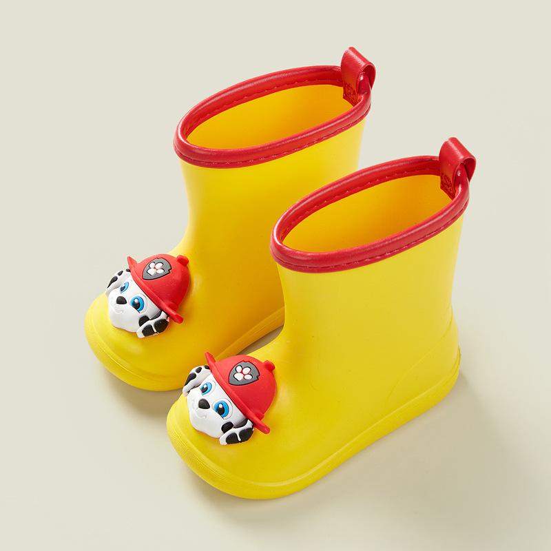 

Happy Mary Wang Wang team rain shoes boys and girls waterproof rain boots children children silicone rain shoe cover medium tube water shoes [140] size, inner length 14cm жёлтый