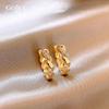 Gold Cable Stitch Rhinestone Zircon Hoop Earrings Female New Studs Elegant Small Ear Ring Vintage Ear Jewelry Fancy
