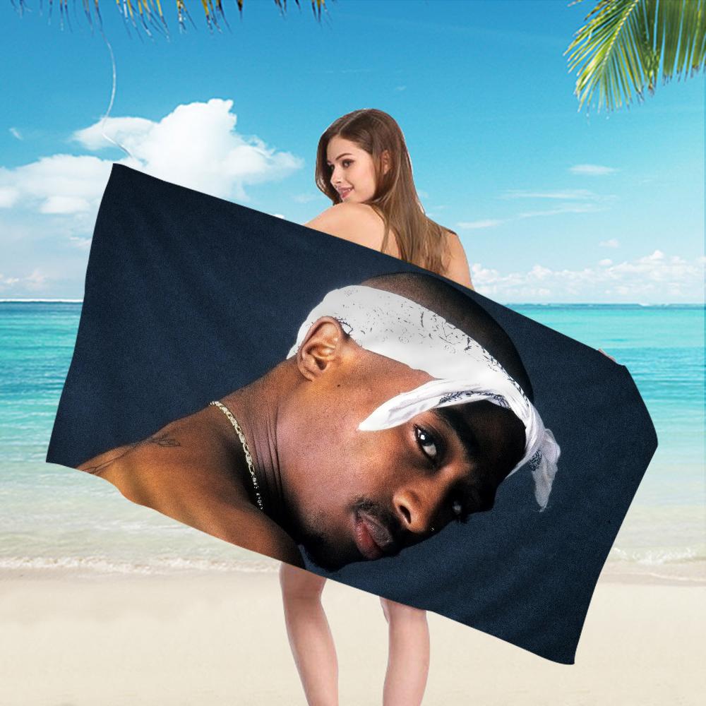 2PAC hip -hop singer Microfiber Beach Towel Absorbent Quick dry Soft Yoga Swimming Resort Mountain Climbing Towel