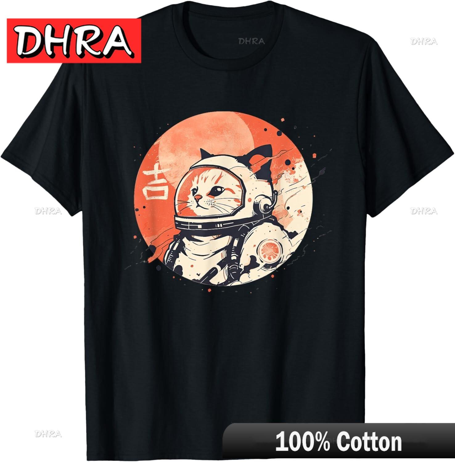 

Japanese Minimalist 1950s Retro Space Cat Good Luck Kanji T-Shirt Simple Tshirts Funny Minimalist Bold Top Y2K Holiday Style 4XL