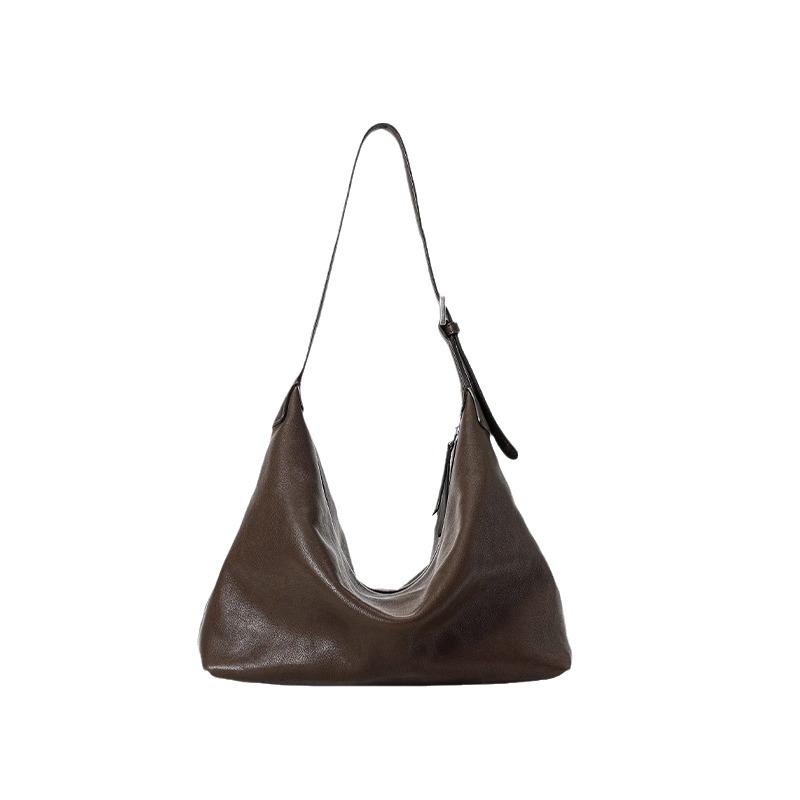 Genuine Leather Vegetable-Tanned Hobo Bag - Versatile One-Shoulder Armpit Bag for Women