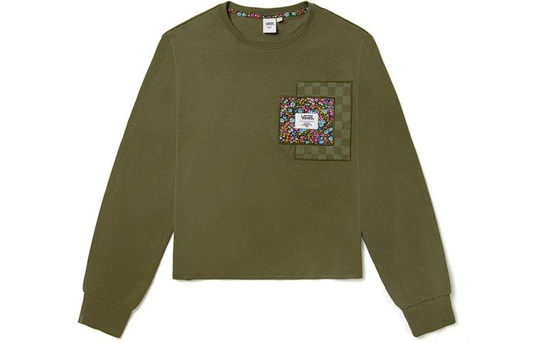 Vans Liberty Fabrics T Shirts Women s Green Crew Neck Moderate Straight Fit VN0A5JNXZEA L
