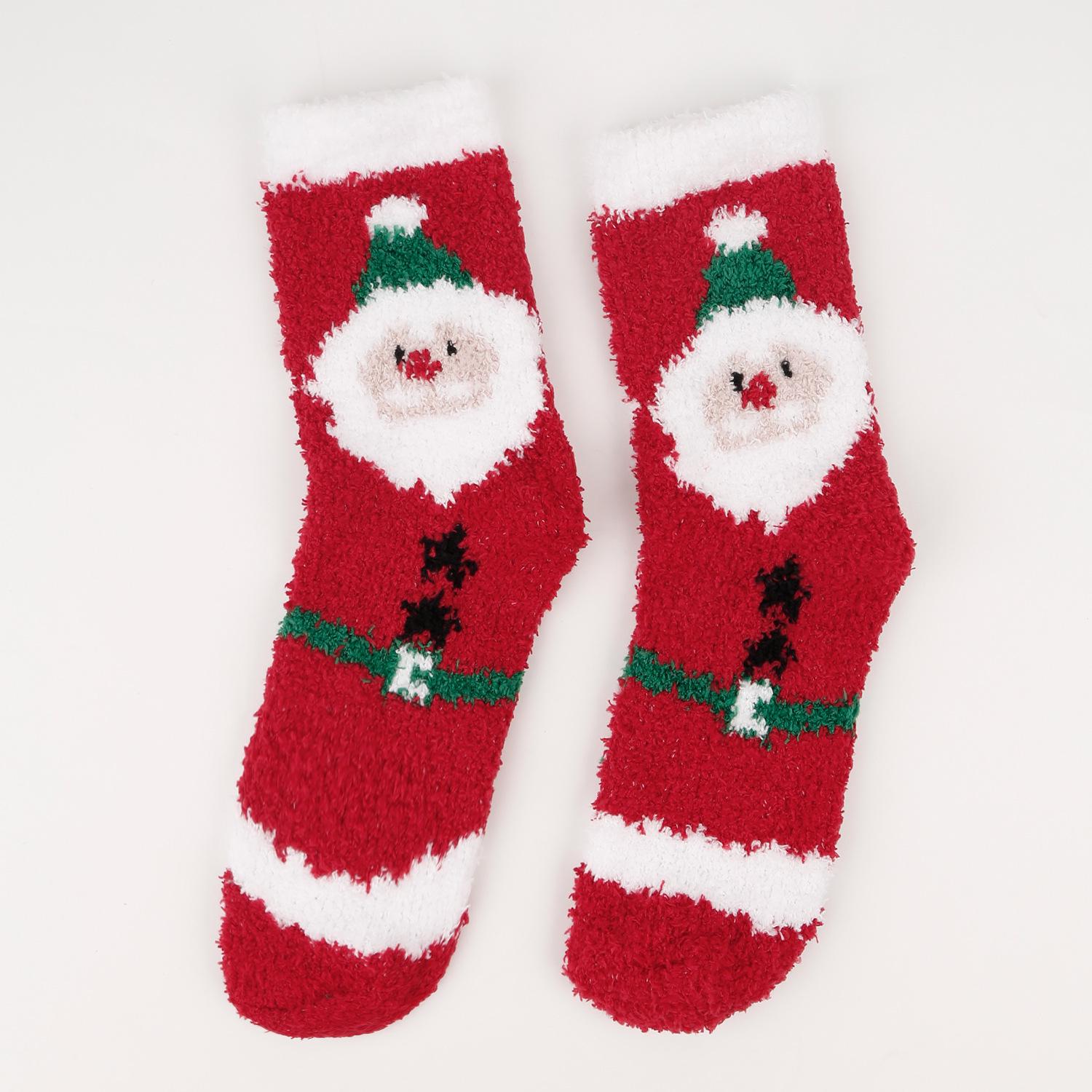 

Уютные рождественские носки до середины икры из кораллового флиса - Толстые, теплые бархатные носки для сна One Size
