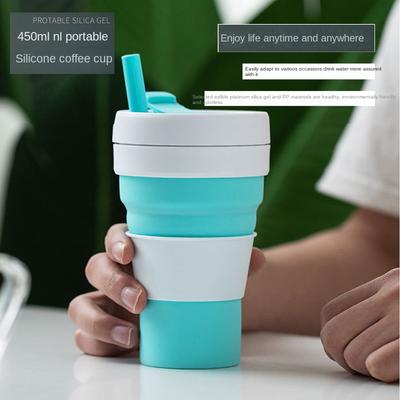 Silicone Coffee Cup Silicone Foldable Water Cup Pocket Cup Retractable Water Bottle Water Cup Travel Portable 450ml