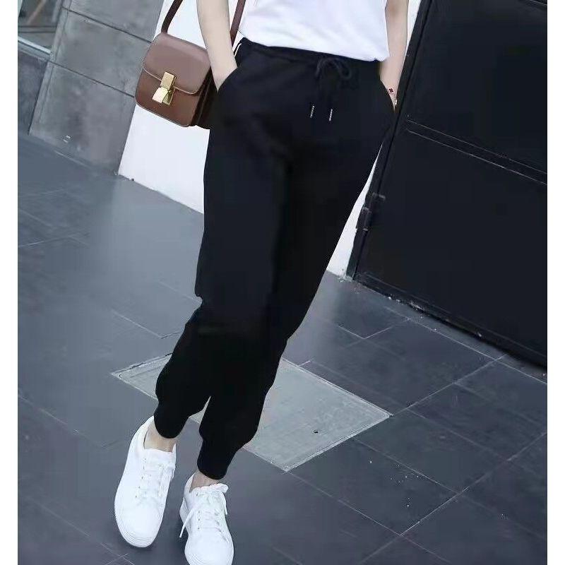 

Pure Cotton Two Horizontal Strips Loose Spring and Autumn Student Track Pants Black pure color (Spring and Autumn) M
