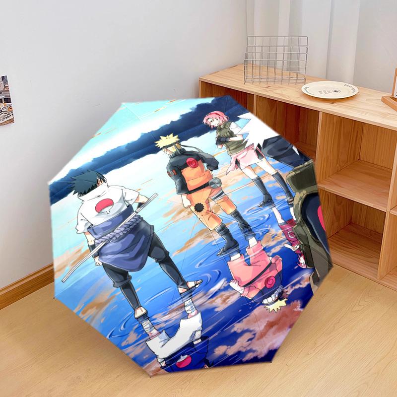 1 PC Automatic Folding Umbrella - Naruto Hokage Artwork Pattern Portable Foldable Design With 8 Ribs Christmas Birthday Gifts