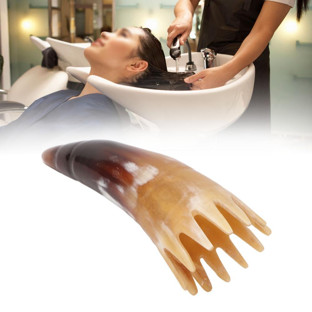 Buffalo Horn Horn Shape Hair Comb Ergonomic Handle Hair Scalp Massager  Home Use