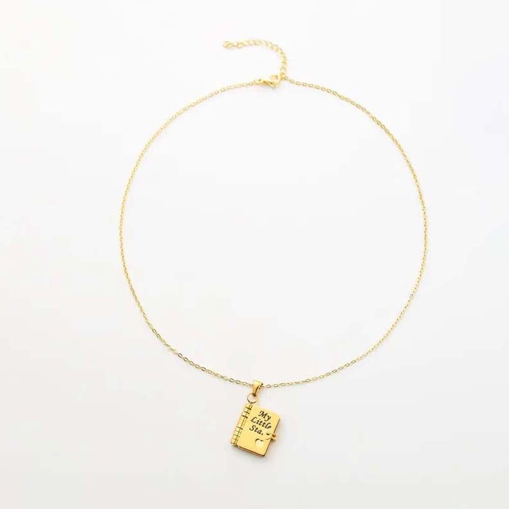 Heart Book Necklace for Daughter Titanium Steel Girls Text Locket  Mother's Day