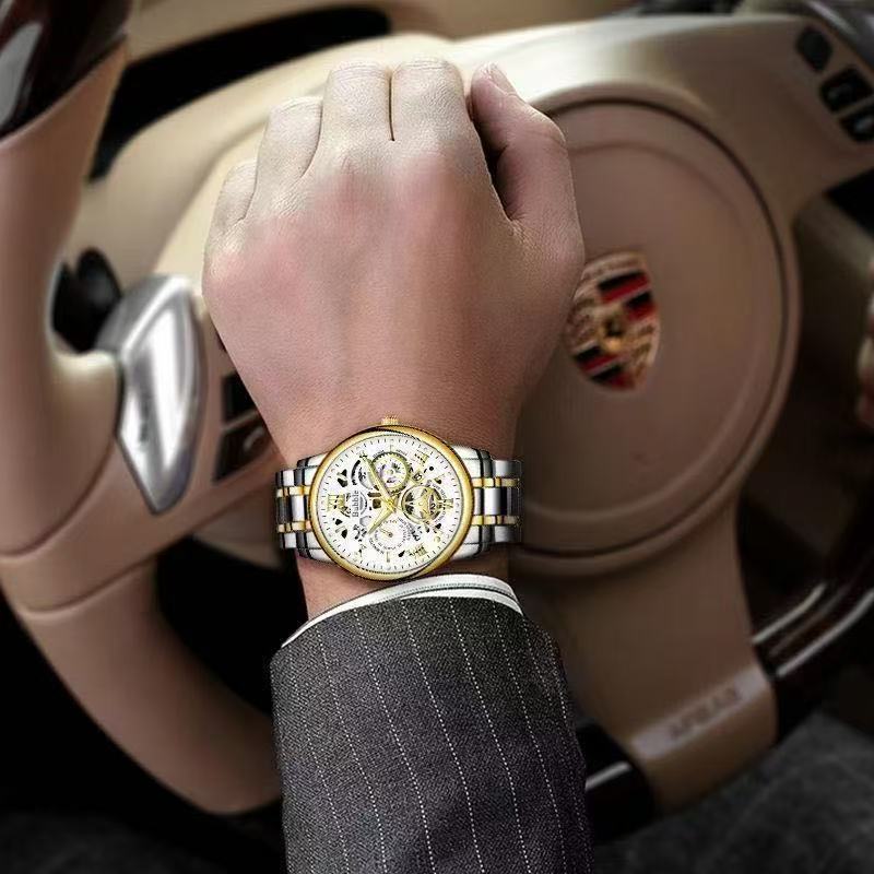 2025 Watch For Men Trendy High End Light Luxury Versatile Quartz Watches Waterproof Roman Hollow Male's Clock Watch