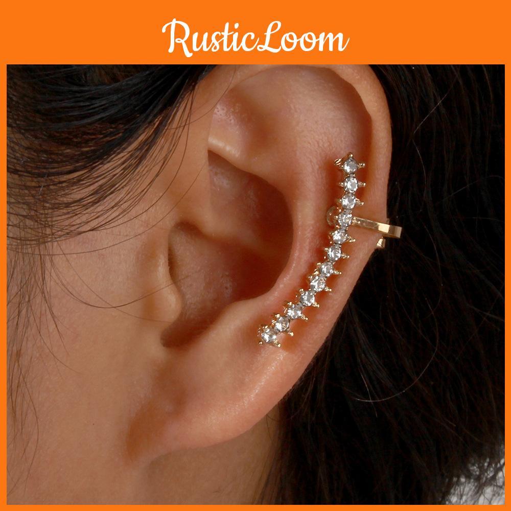 Euro Style Metal Ear Cuffs With Embedded Crystals For Wedding Gifts And Party Wear