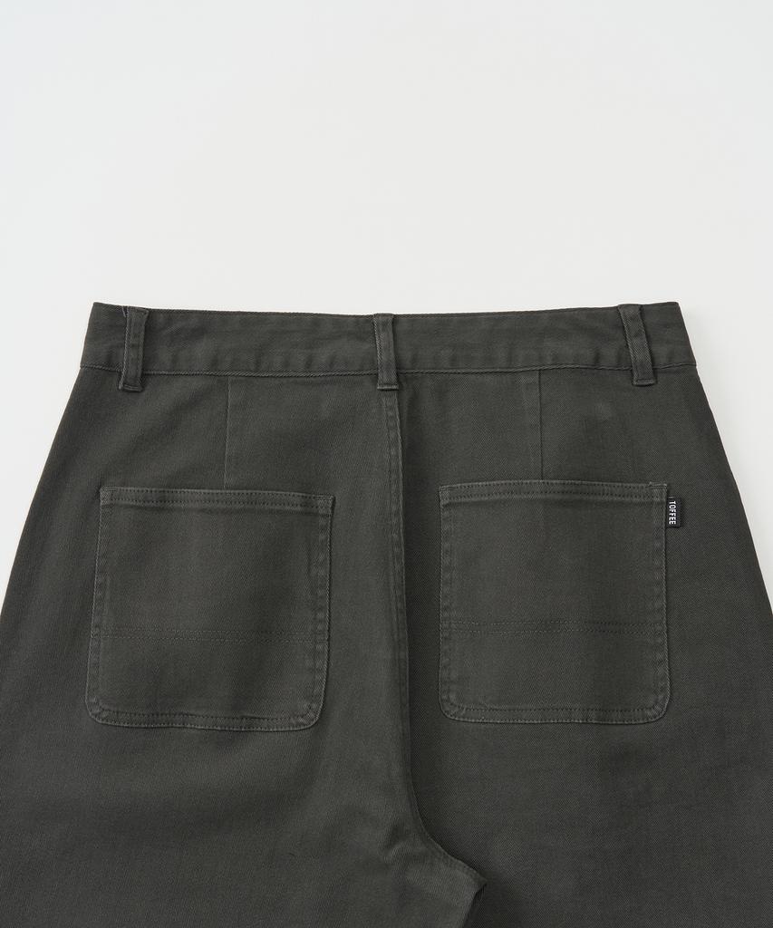 TOFFEE Cotton Washed Line Pants (Charcoal)