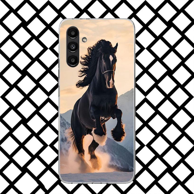 Animal Black Horse Phone Case for Samsung Galaxy A17 A37 A57 A16 A26 A36 A56 A15 A25 A35 A55 A14 A24 A34 A54 A13 A23 A33 A53 Gal