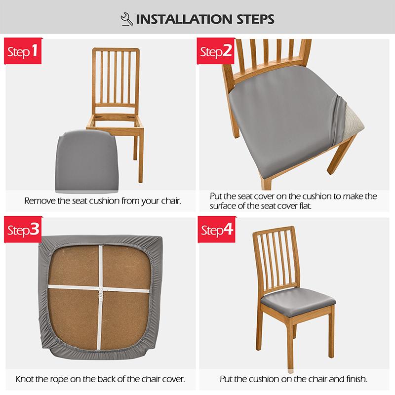 Wasserdichter PU-Lederstoff Stuhlbezug Stretch Sitzkissenbezug Elastischer Unifarbener Sitzbezug Esszimmerstuhl Sitzbezug