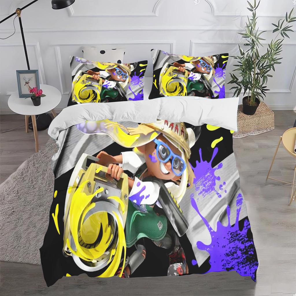 Game Splatoon  Anime 100% Polyester Bedding Set Duvet Cover Set Printed Cartoon Home Decor
