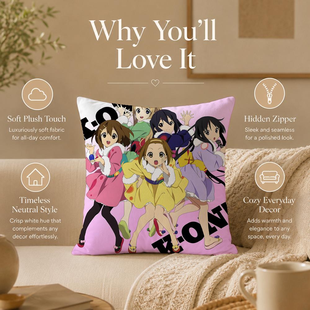 Anime K-K-On! Cushion Cover Double-Sided Printed Pillow Cover Hypoallergenic Dust-Mite Proof