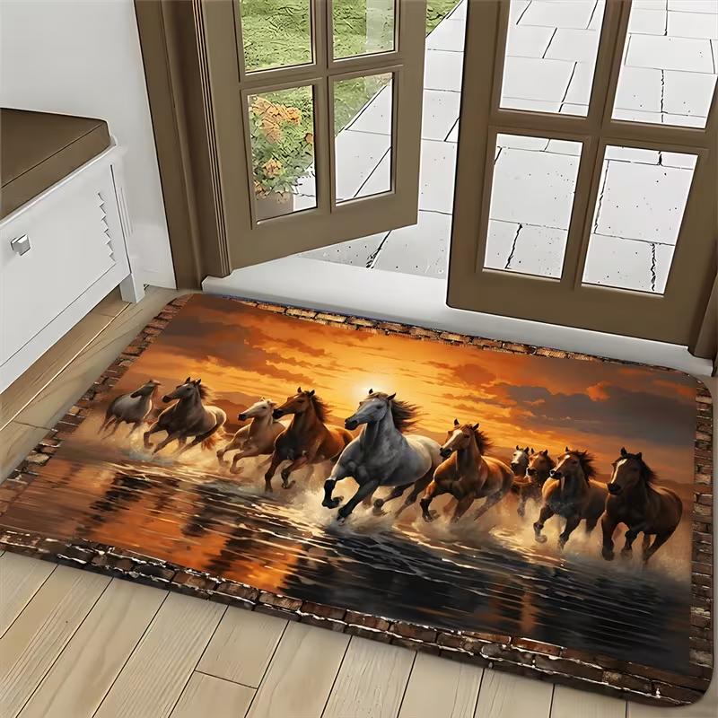 Elegant Horse Design Area Carpet Anti Slip and Lightweight Living Room Bedroom Study Game Room Ideal Room Decoration Carpet