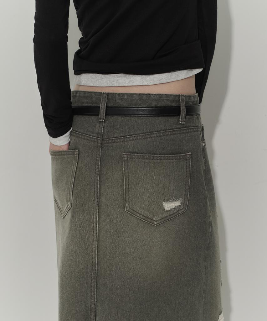 Musinsa Standard Woman Women'S Pigment Distressed Maxi Skirt [Khaki]