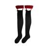 Color-Block Red Edge Lace Thigh-High Stockings Glossy Sexy Over-The-Knee Ultra-Thin Silky Pure Desire Temptation Black Silk Hors