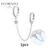 925 Sterling Silver Needle Eight-pointed star/star White Zircon Chain Earrings For Women Tassel Earrings Fashion Party Jewelry