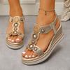 Women's Bohemian Platform Sandals, Ethnic Wedge Heel Roman Shoes, High Heel Waterproof Beach Slides