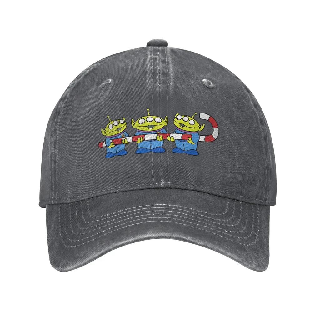 Vintage  Aliens Candy Cane Christmas Baseball Cap Unisex Distressed Denim Sun Cap Golf Unstructured Soft Hats Cap