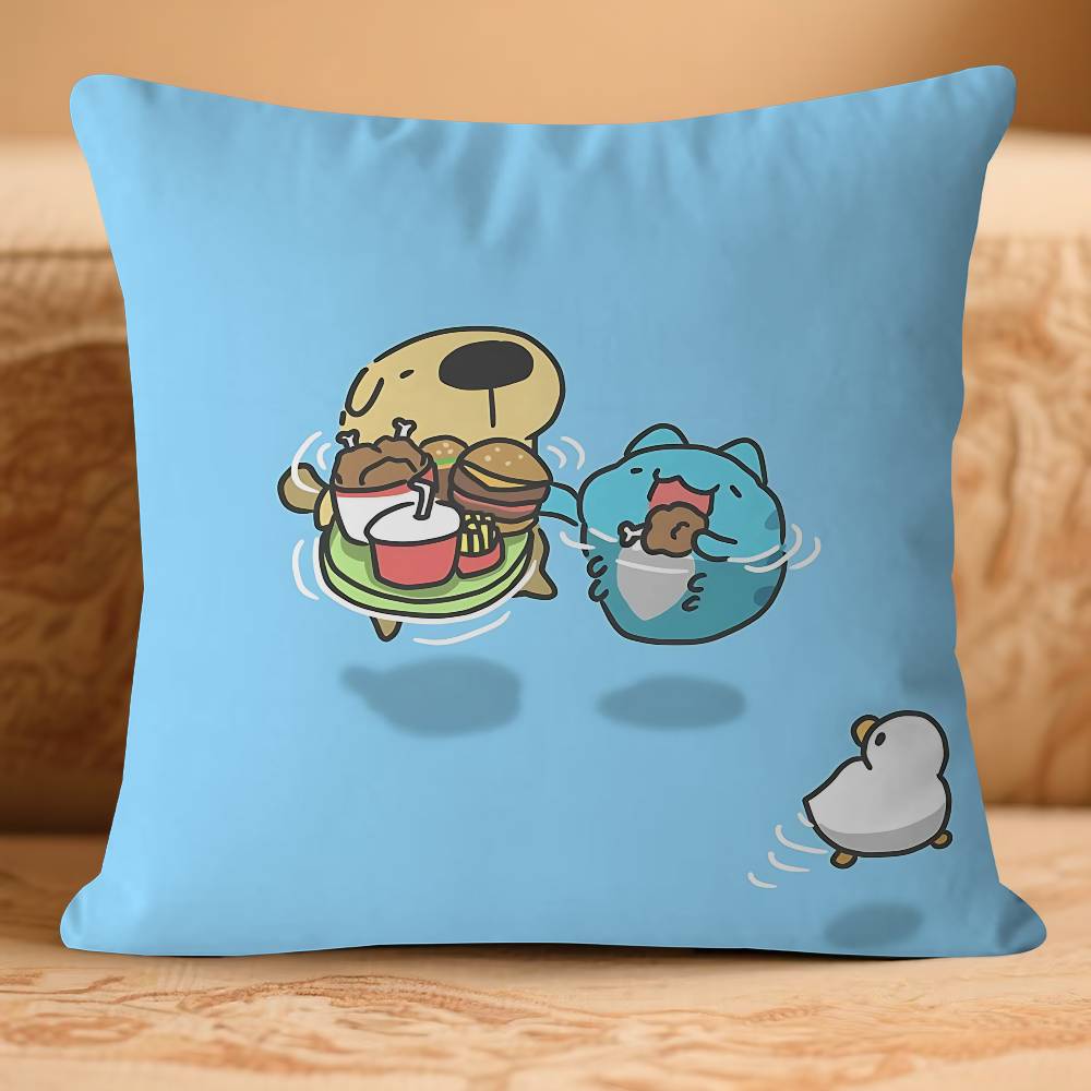 

B-Bugcat-CARTOON Наволочка Capoo Съемная Моющаяся Наволочка – Всесезонный Мягкий Лен 16x16Inch