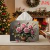 1pc Modern Floral Tissue Box Holder with Vase Flower Napkin Dispenser - Reusable Compact Suitable for Kitchen, Living Room, Car, Dorm Storage | Decora