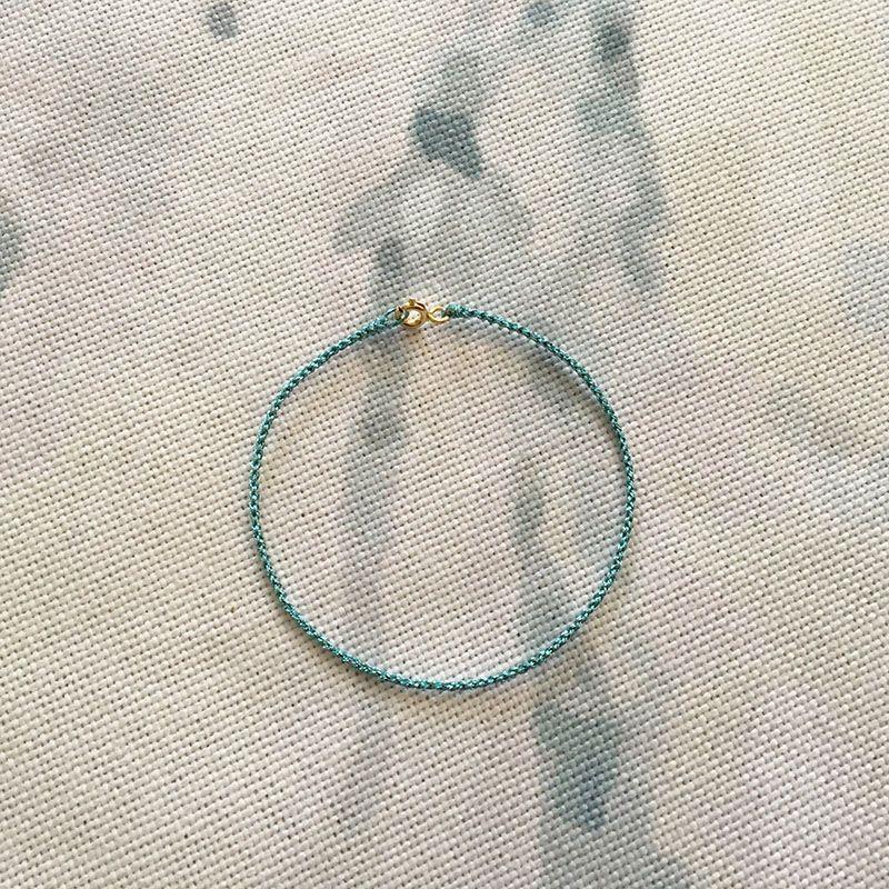 

Позолоченный 14K ремешок для переноски, набор материалов для DIY, тонкий браслет дружбы, плетёная золотая нить, ручная работа, плетёная верёвка, нанизывание бусин, ножной браслет Sky blue bracelet/anklet