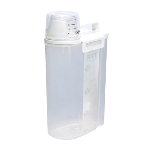 Airtight Rice Container, Refrigerator Storage, Maintains Freshness, 2kg Capacity, White, Tightly Sealed, Vertical and Horizontal Storage (Gasket Inclu