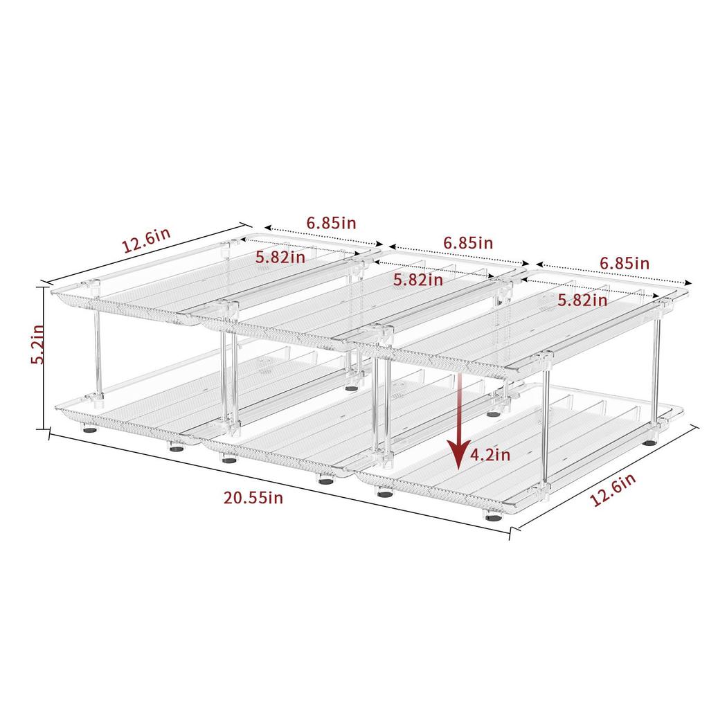 Rack de Armazenamento Transparente Multicamada Empilhável para Alimentos Enlatados e Bebidas