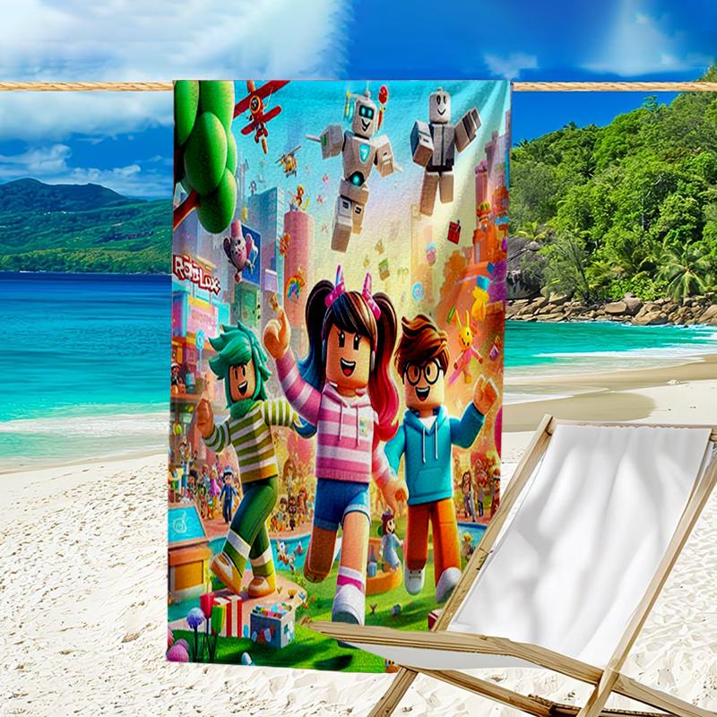 Ultra-Soft Beach Towel with Roblox Theme,Ideal for Pool - Camping, Diving - Perfect Travel Essential, Vibrant Beach Towel.