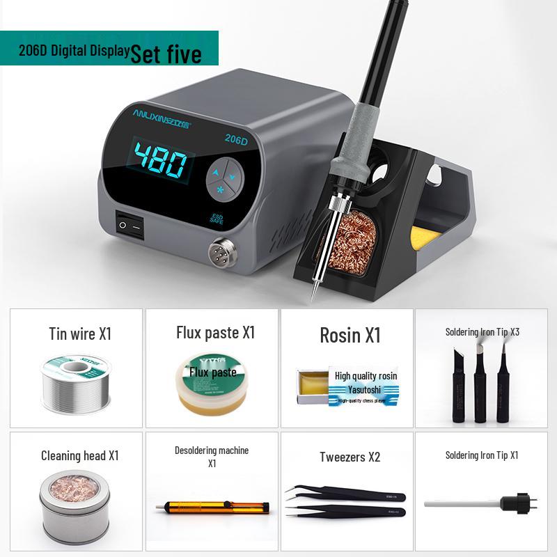 Anlixin 206D Adjustable Digital 80W Soldering Station - High Power Internal Heating Soldering Iron Tool