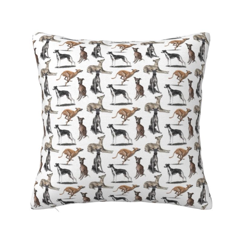 Custom Medieval Greyhound Cushion Cover Whippet Sighthound Dog Soft Luxury Pillows Decor Home
