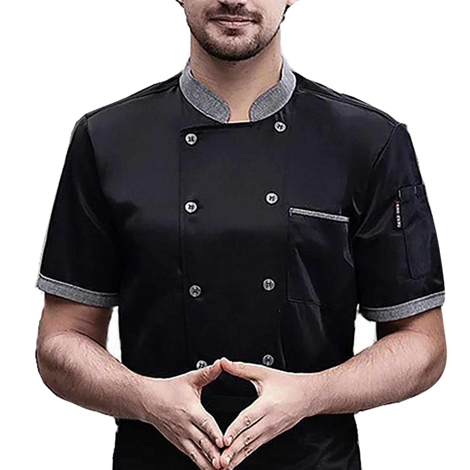 

Chef Short Sleeve Breathable Mesh High Temperature Resistant Button Design Easy Washing Cotton Men Cook Shirt XL чёрный