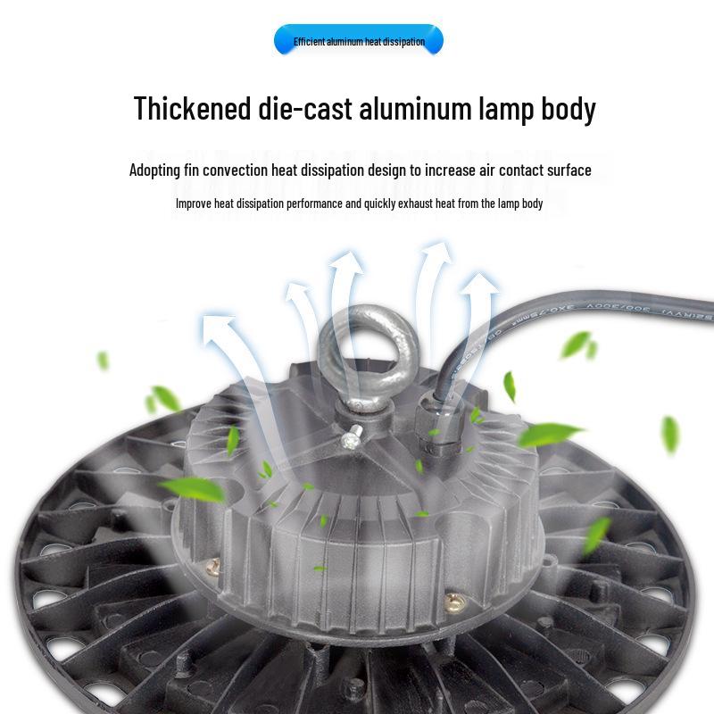LED Waterproof Pendant Light for Swimming Pools, Car Washes, and Workshops (IP65, Moisture-Proof, UFO Design)