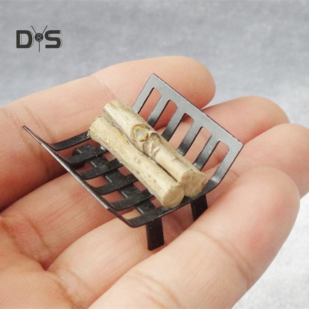 Noroi în ochi Suport metalic cu lemn de foc Jucărie pentru casă de păpuși Mobilier Accesoriu pentru șemineu