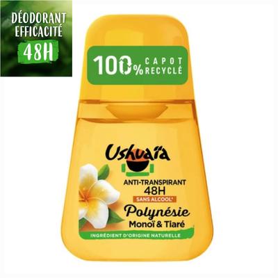 Natural Organic Roll-on Deodorant with Monoi and Tiare Flower. Your Skin Stays Soft and Protected for 48 Hours.