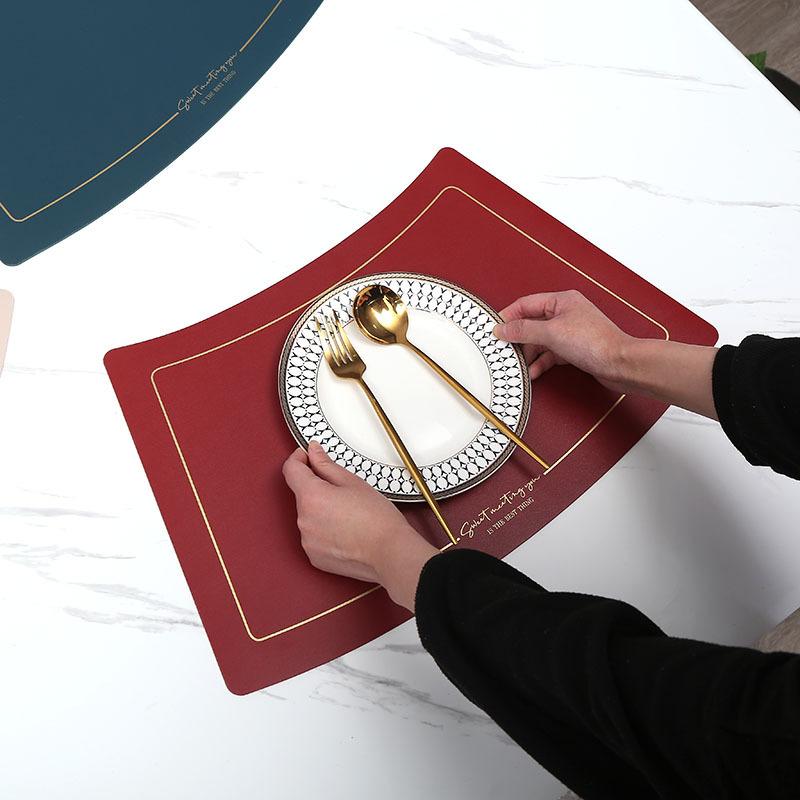 Scalloped Leather Placemat Table Mat Oil-Water-Proof And Heat-Insulating Household PU Table Coasters Kitchen Device Sets