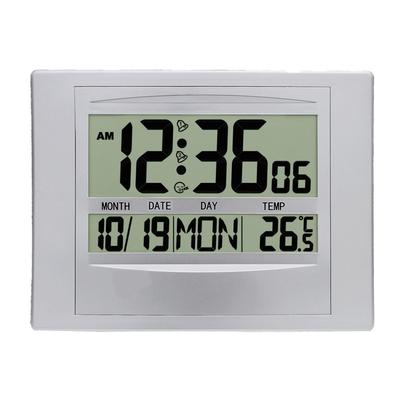 Große digitale Wanduhr, TEMP, Datums- und Wochenanzeige, 2 Alarme, batteriebetrieben, Schlummerfunktion, Tischuhr, 12/24 Stunden, elektronischer LCD-Wecker