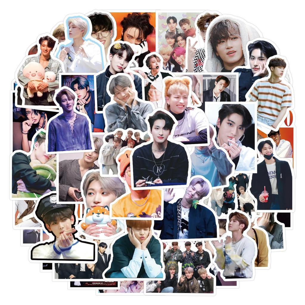 55 Koreanische ATEEZ Boygroup Sticker für Notizbücher, Wasserflaschen, Computer - Wasserdicht und Dekorativ (55 Blatt)