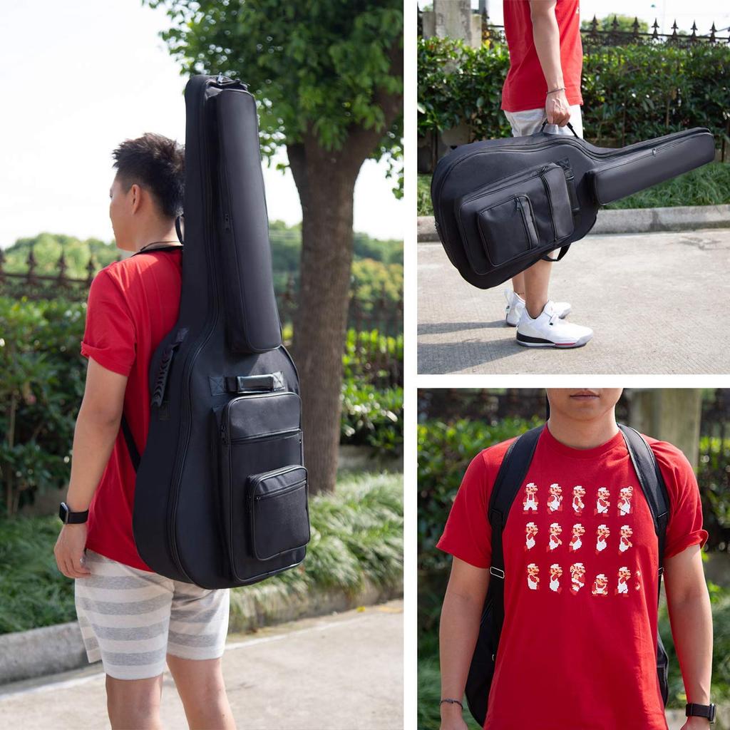 CAHAYA Guitar Case with Anti-Theft Pocket, 8 Pockets, 8mm Sponge Lining, Lightweight, Improved Gig Bag, ShoulderHandbag