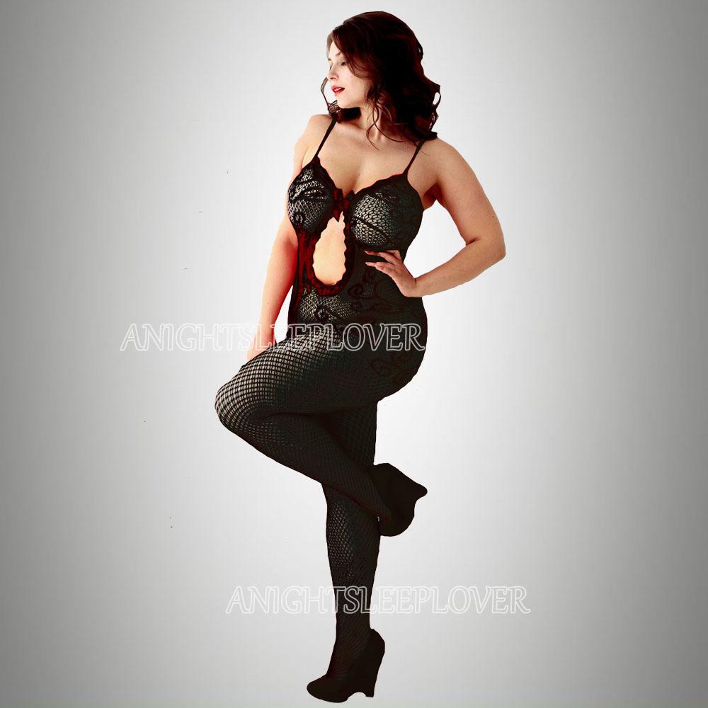 Plus Size Pornographic Underwear One Piece Tights Women's Transparent Open Crotch Sexuality Dress Perspective Stockings Mesh